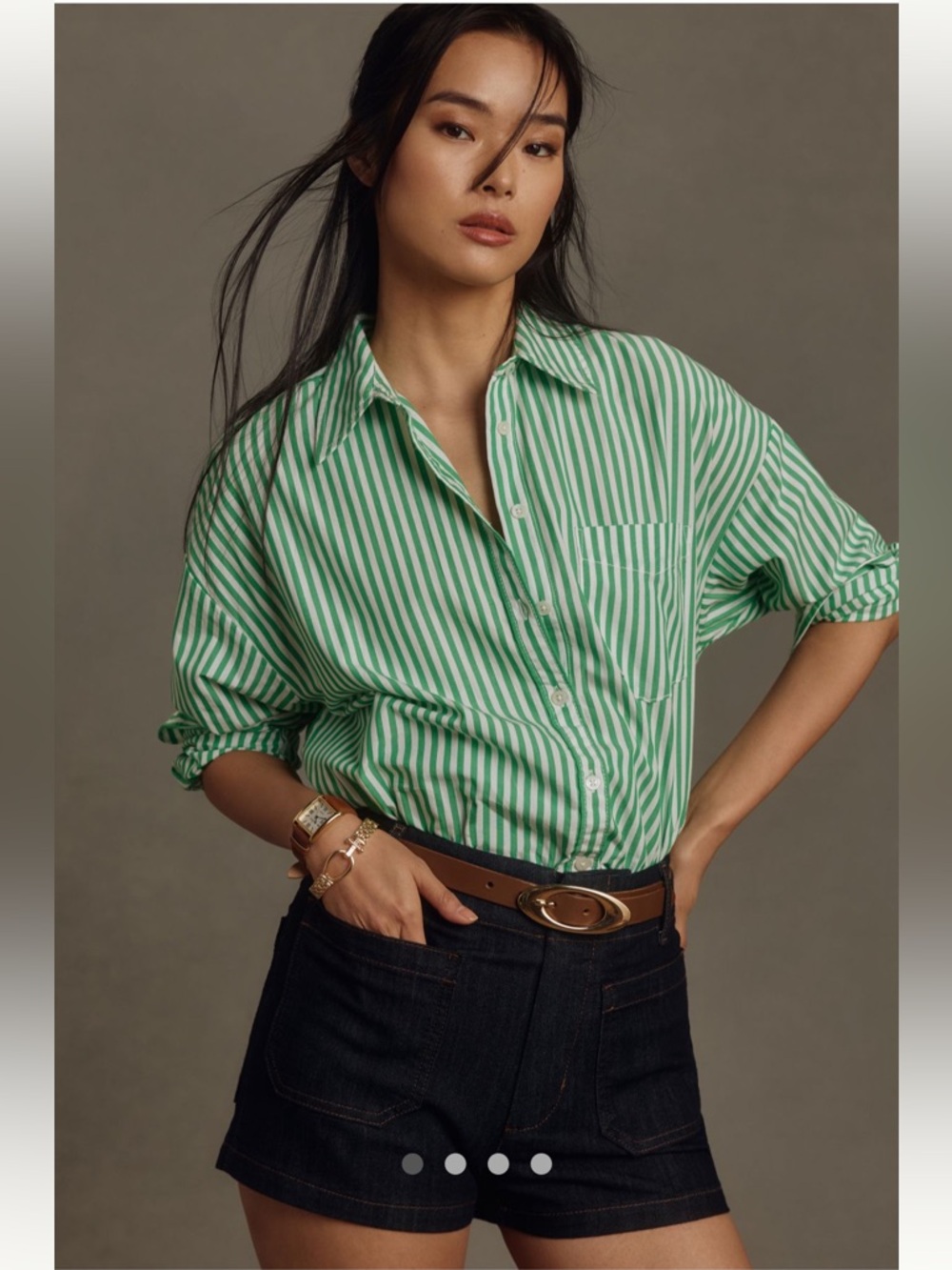 Maeve Dark Denim High-Waist Shorts - Black/Blue